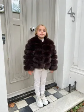 Advanced Layering System Sun Protective Fabric Chocolate Childrens Faux Fur Coat
