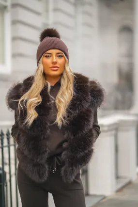 Chocolate Premium Faux Fur Gilet Hypoallergenic fabric No Collar