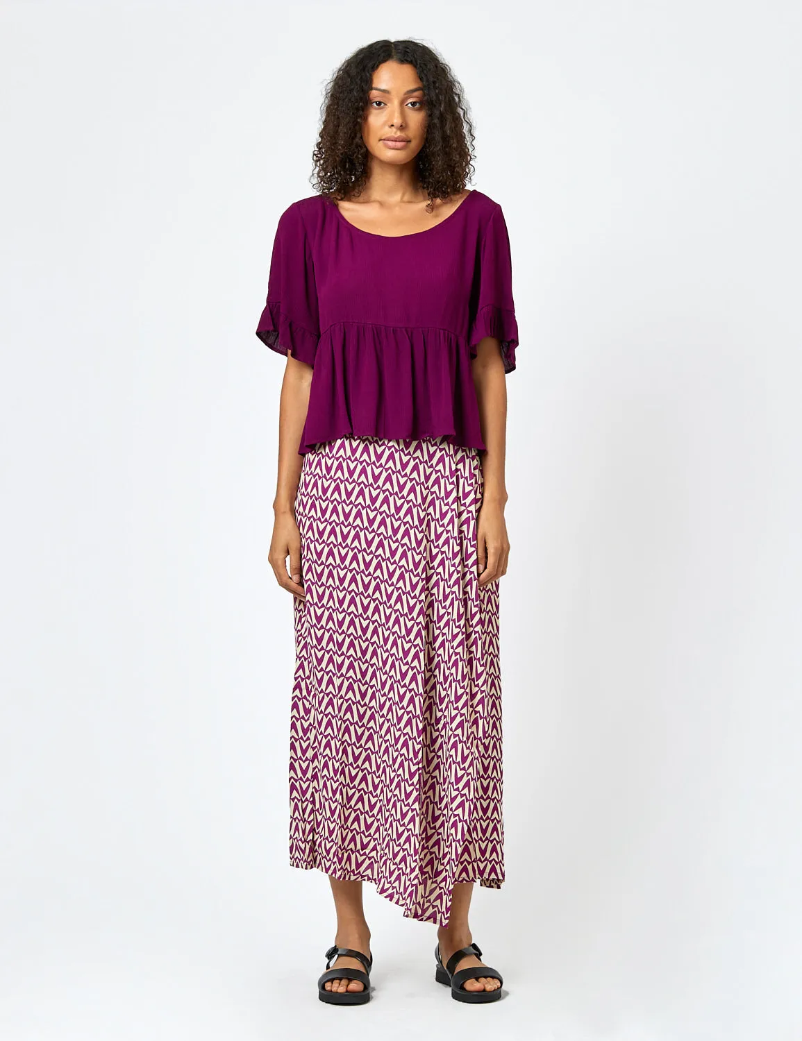 Adjustable Waist Foil Print VIOLA SKIRT