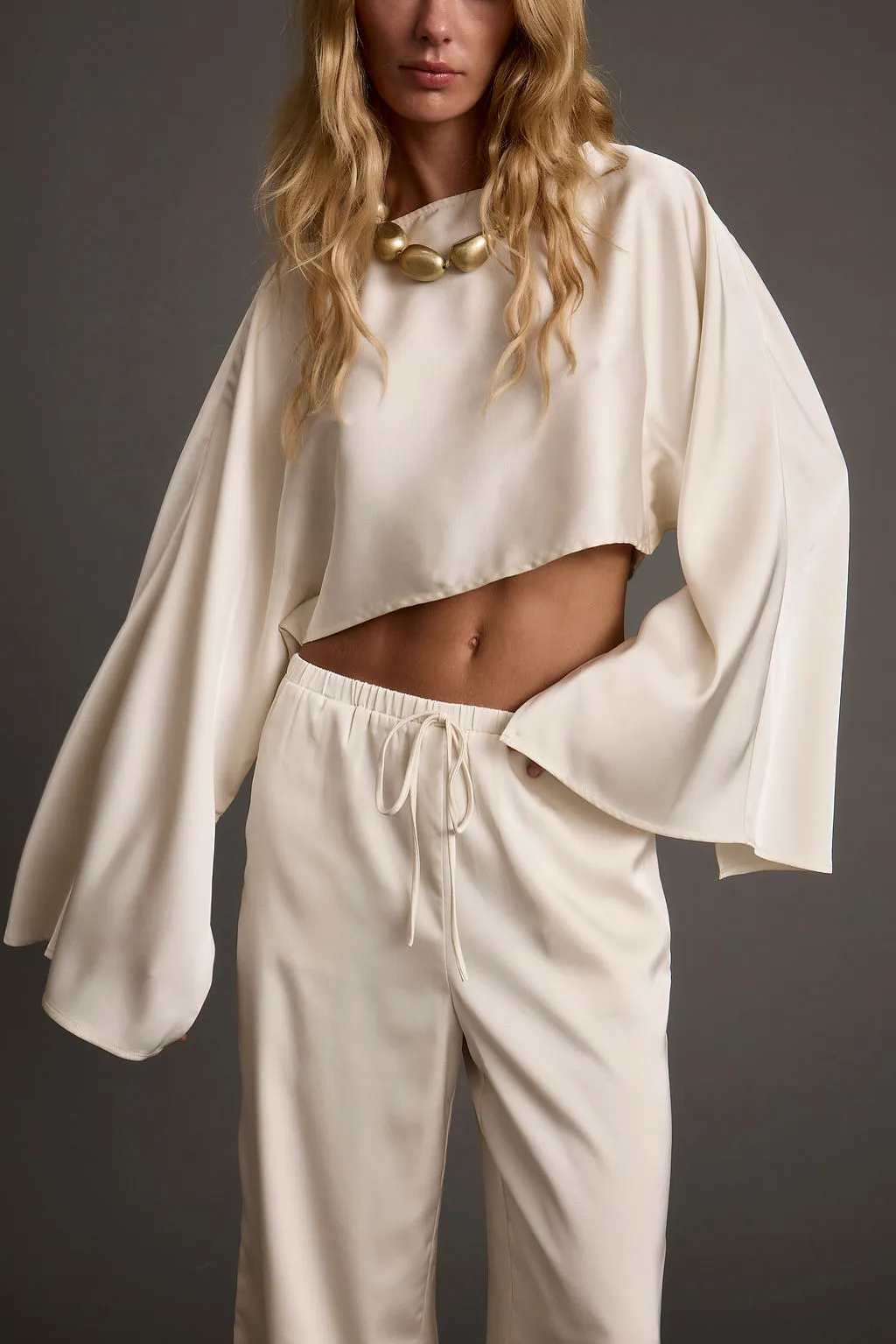 Clear Breeze Cream Satin Pants Cool Comfort