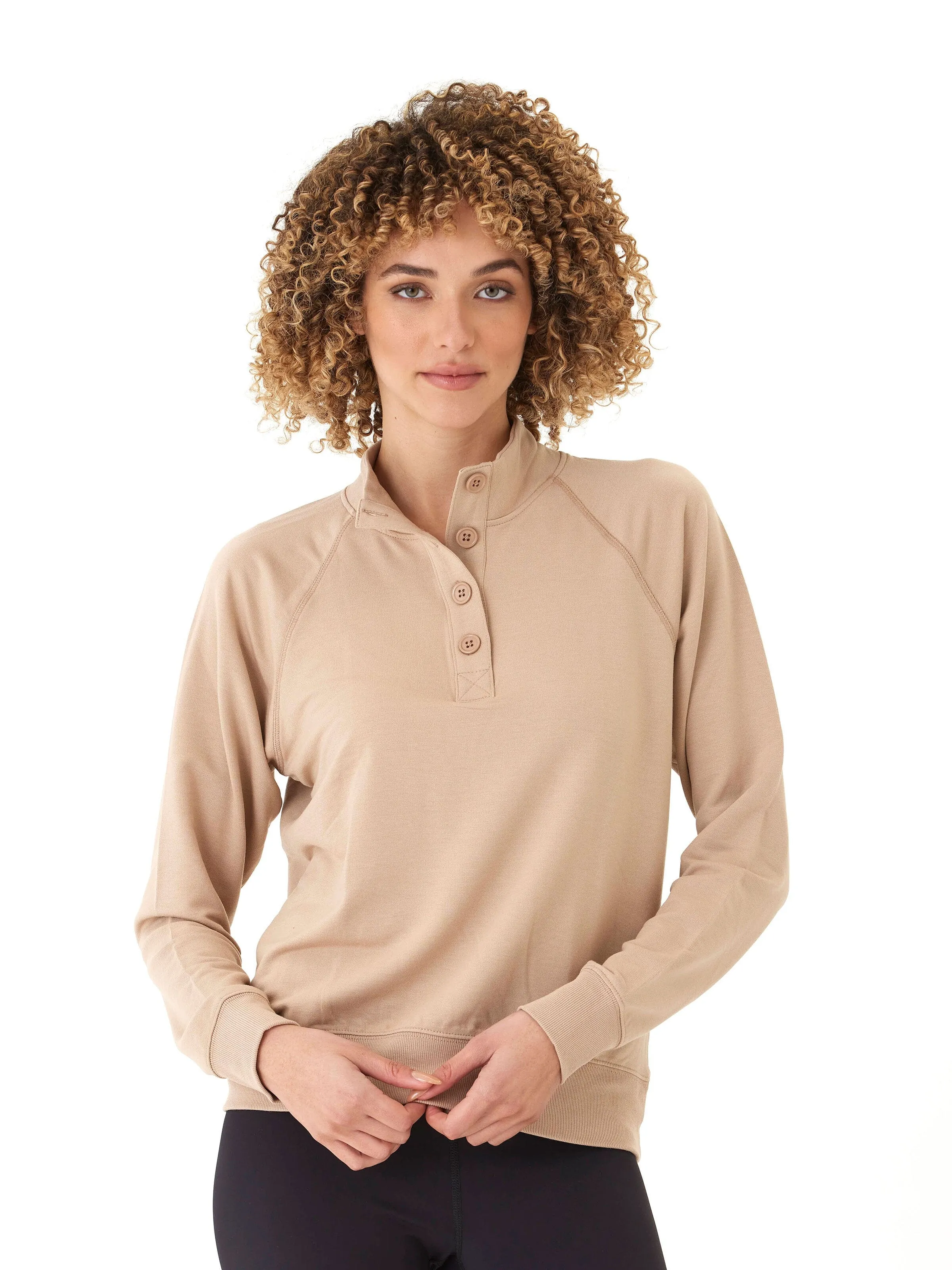 Simple Fit Reinforced Shoulder Panels Candace Modal Terry Raglan Pullover