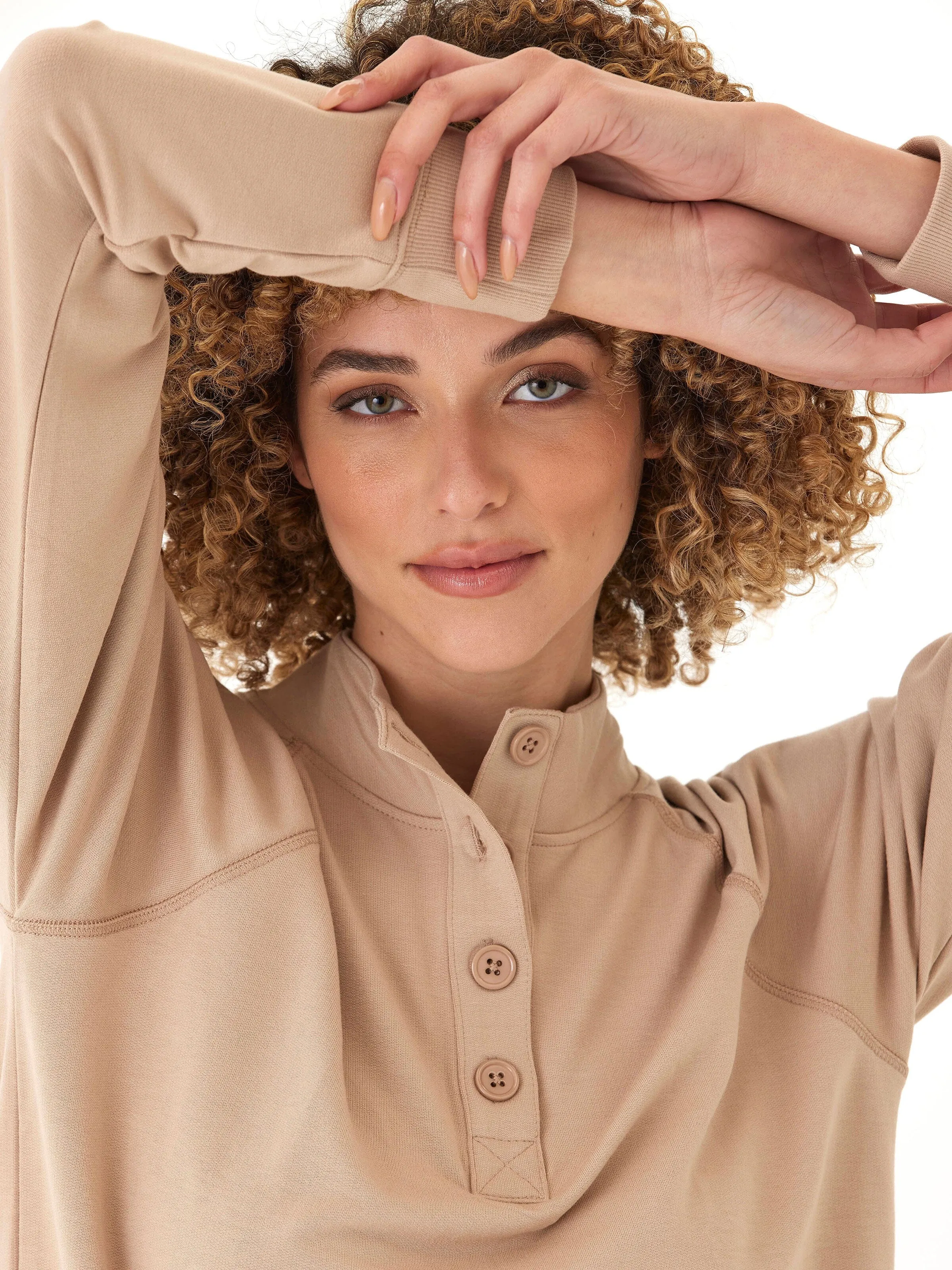 color block Candace Modal Terry Raglan Pullover