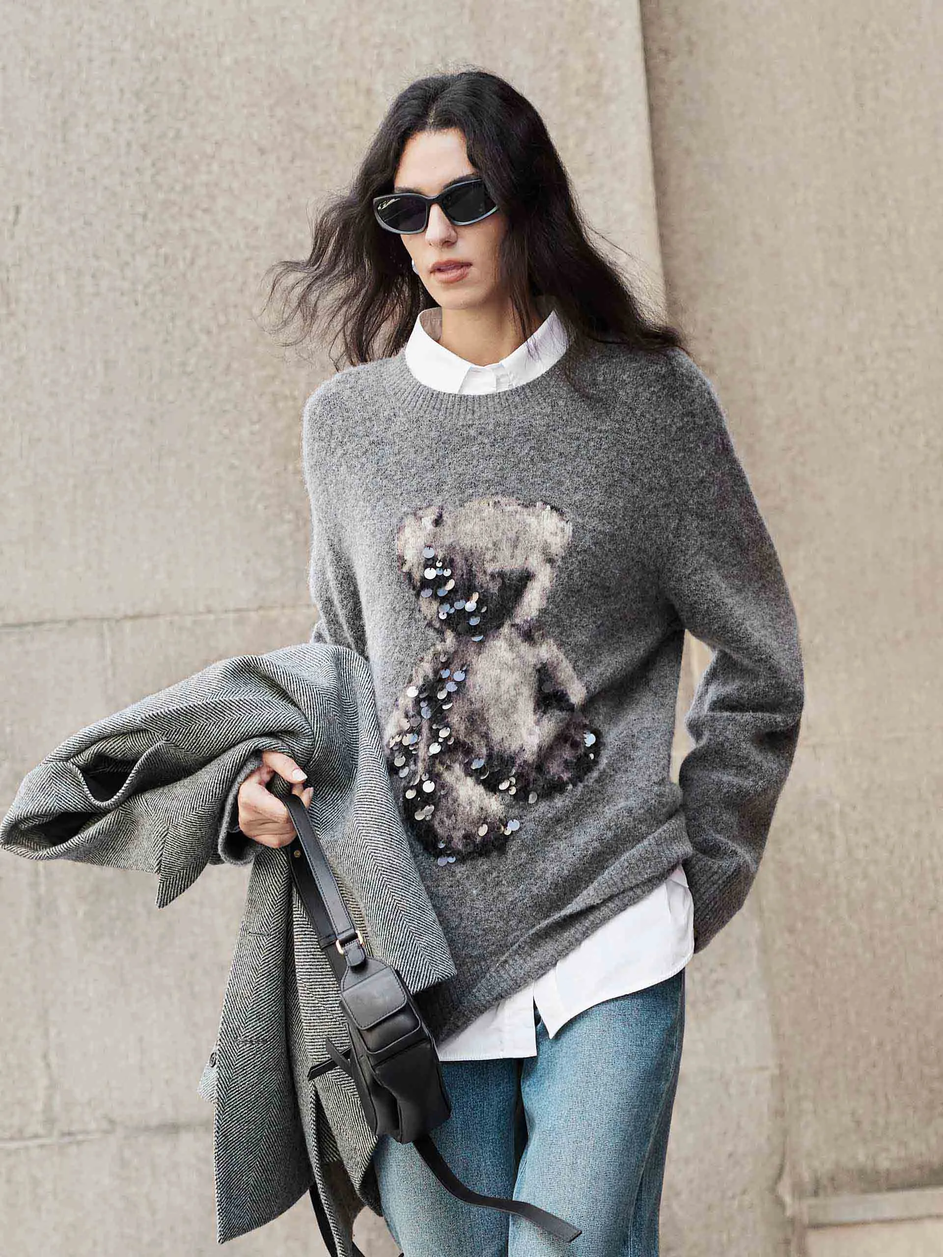 Wool Blend Teddy Sweater Cozy Apparel Cozy Knit