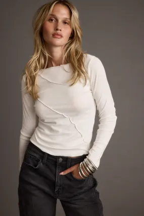 Drifter White Seamed Long Sleeve Top Exclusive Internet