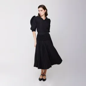 Hand Pleated Skirt Layered Hem Cruise Attire
