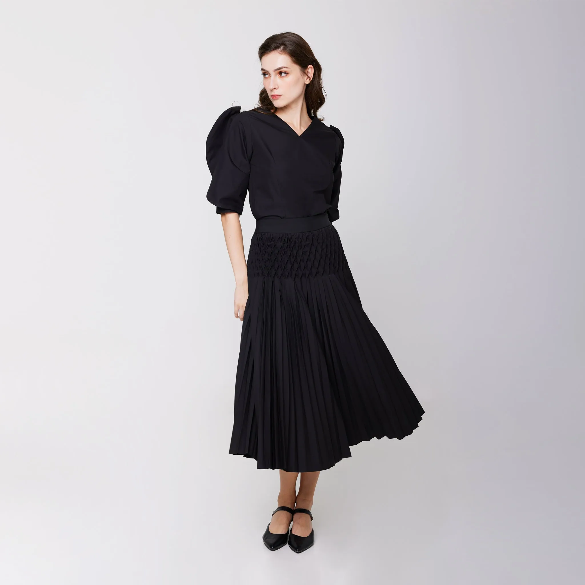 Hand Pleated Skirt Layered Hem Cruise Attire
