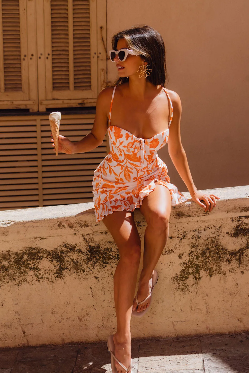 Belle Floral Mini Dress cut out