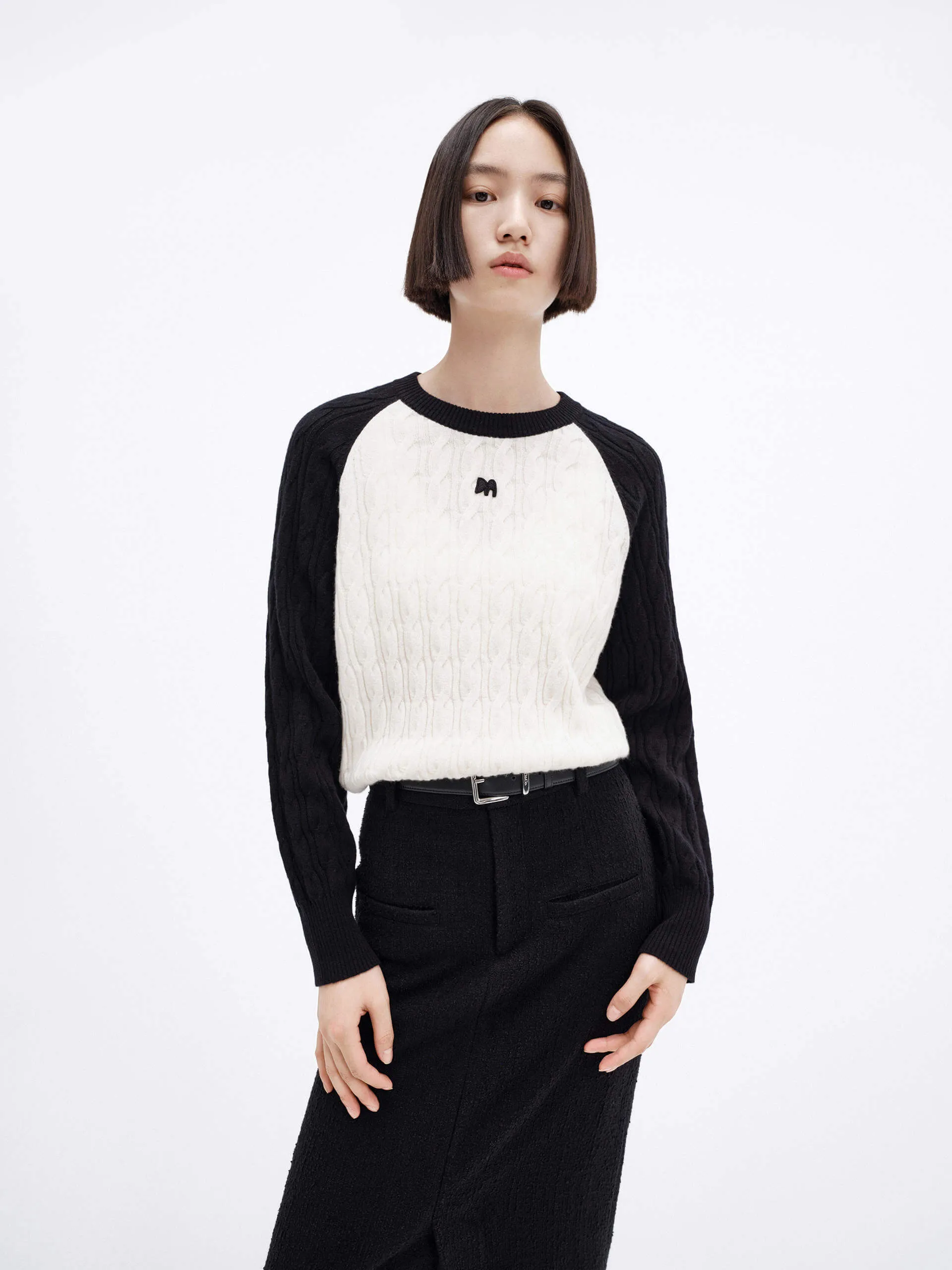 Flexible Movement Contrast Detail Wool Sweater