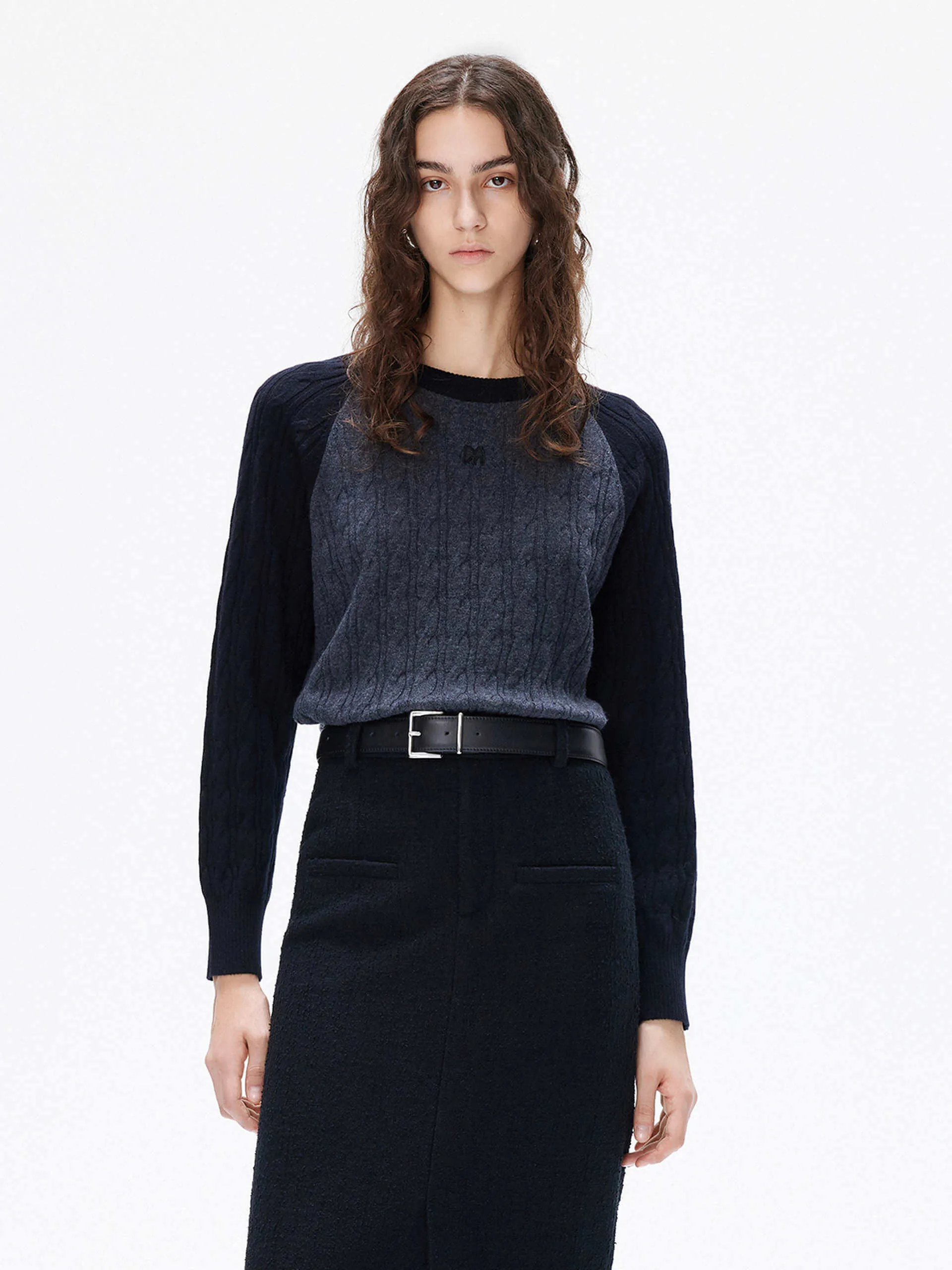 High Twist Yarn Structure Cozy Flex Contrast Detail Wool Sweater