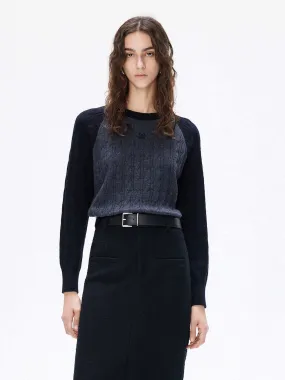 High Twist Yarn Structure Cozy Flex Contrast Detail Wool Sweater