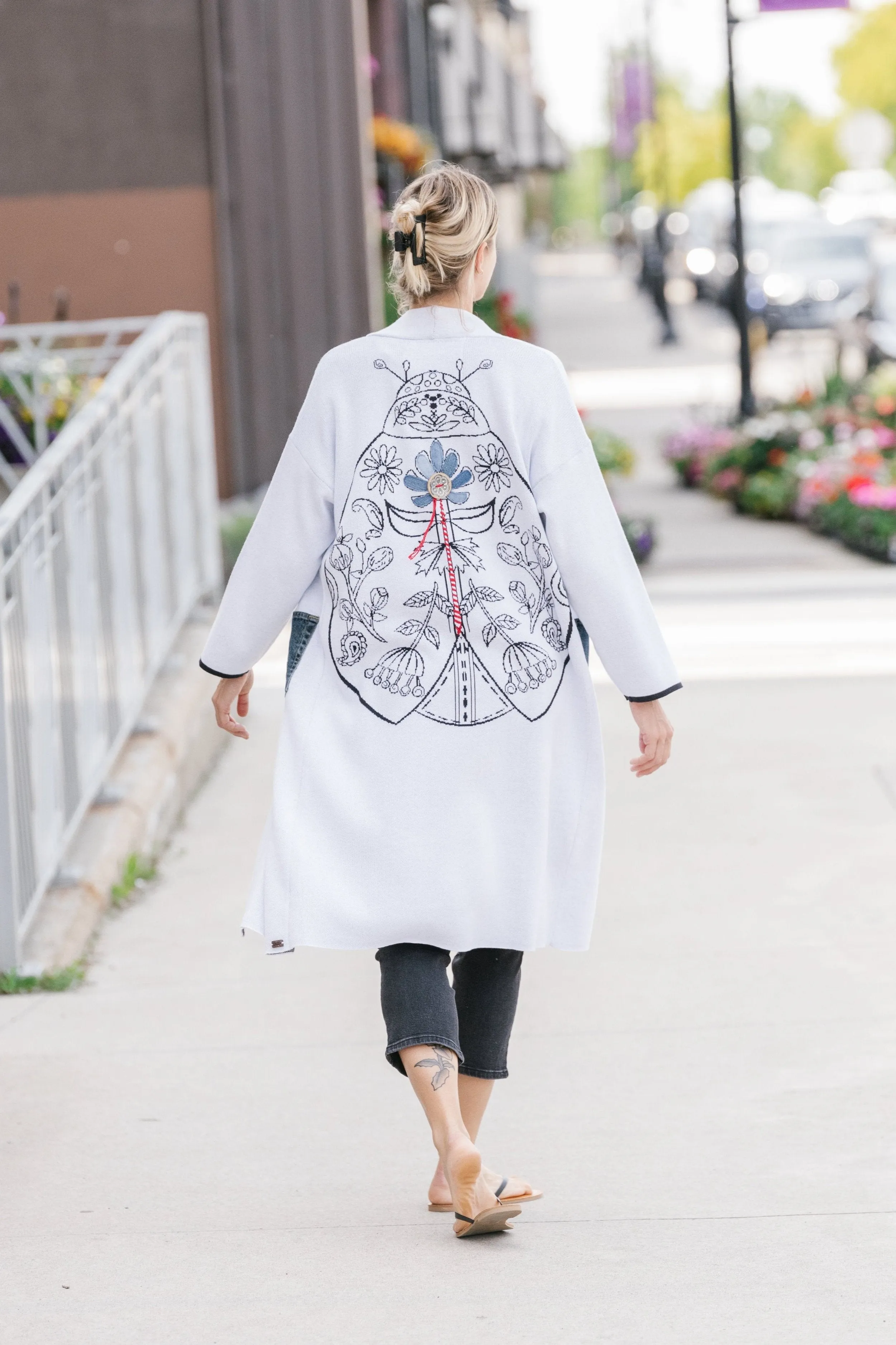 Ladybug Cardigan Cream O/S Perfect Knitwear Breathable Look