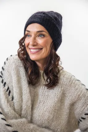 Mila Beanie | Black Fashion Knit Layer Everyday Wear