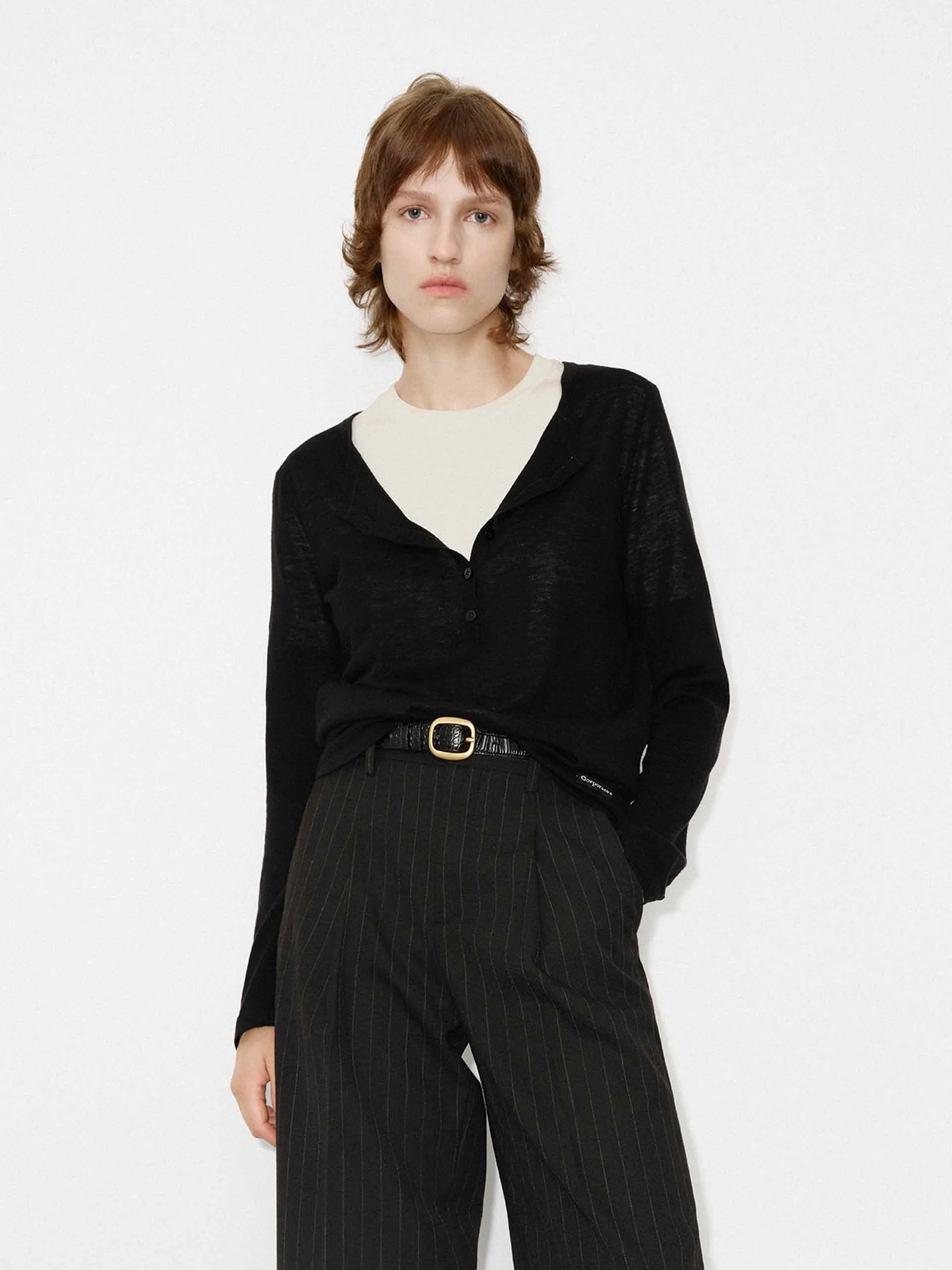 Contrast Wool Sweater Set Comfy Wear Fit