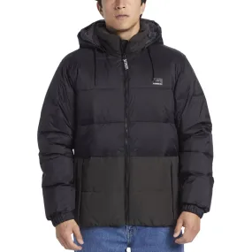 Quiksilver Mens Wolfs Shoulder Hooded Padded Jacket - Black Teflon Coated Durable Corrosion Resistant Zippers