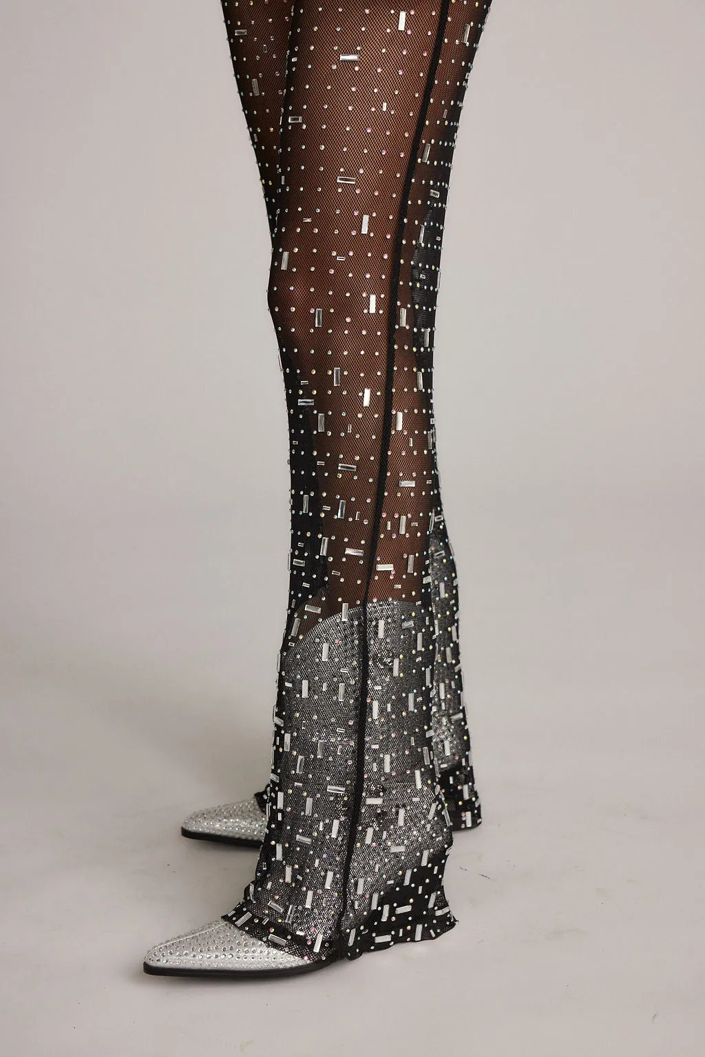 Shania Black Mesh Rhinestone Jumpsuit Bright Mood Timeless Layer