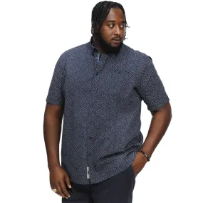Graduation Attire UV Protective Coating D555 Mens Brody Big & Tall All Over Micro Print Short Sleeve Shirt - Navy