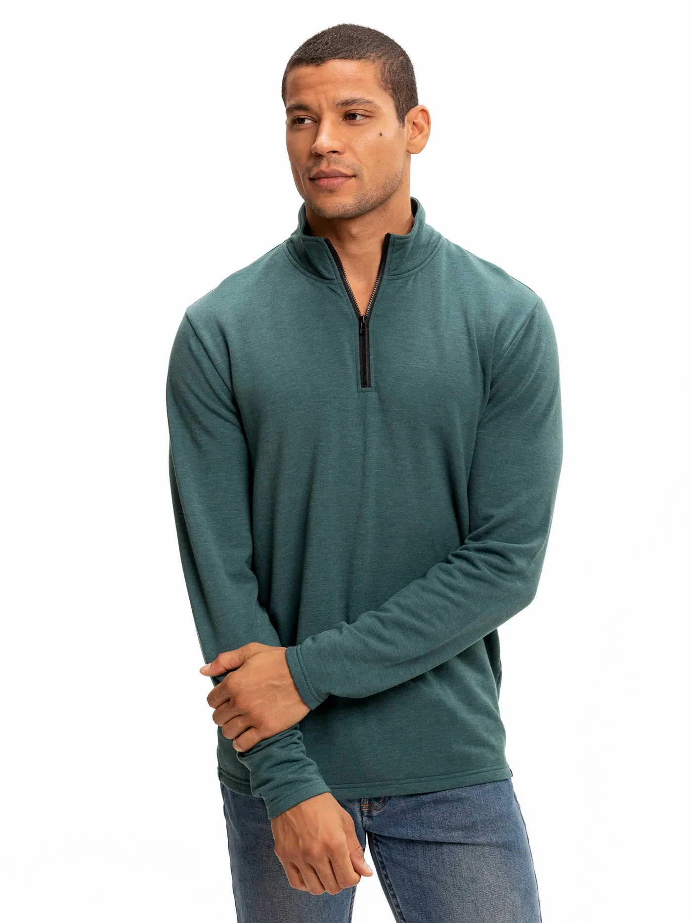 Kace Feather Fleece Quarter Zip Roll up sleeves Stain Proof