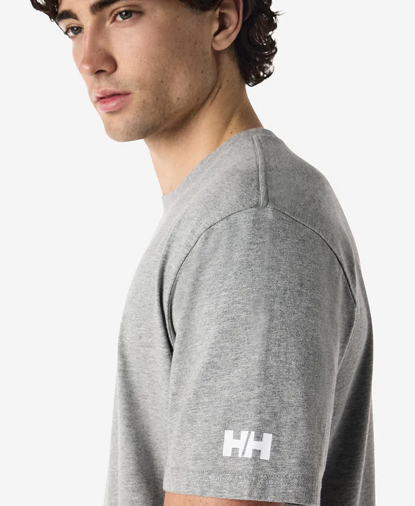 Distressed Texture Grid Back Panel CORE T-SHIRT, Grey Melange