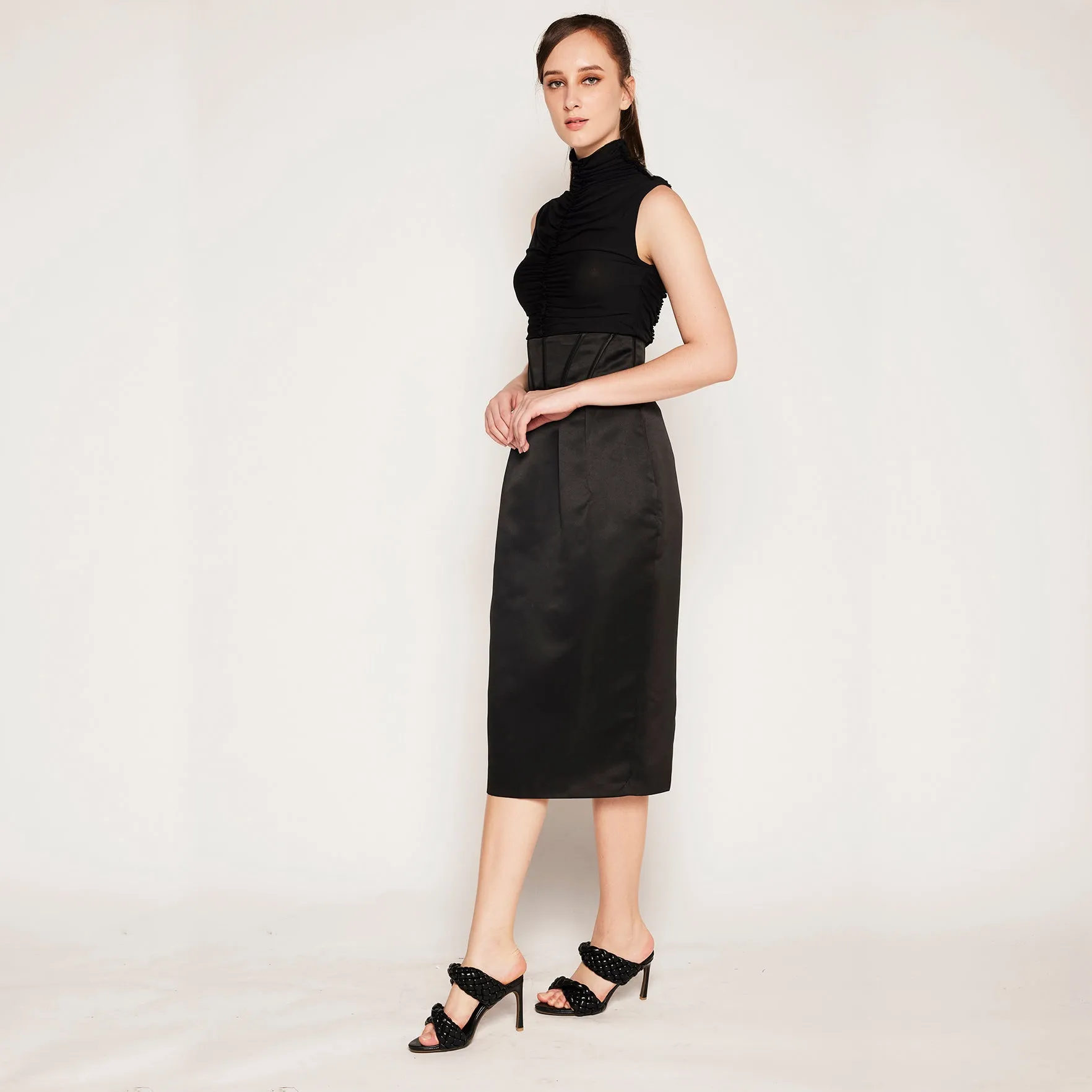 Corset Midi Skirt Back Slit
