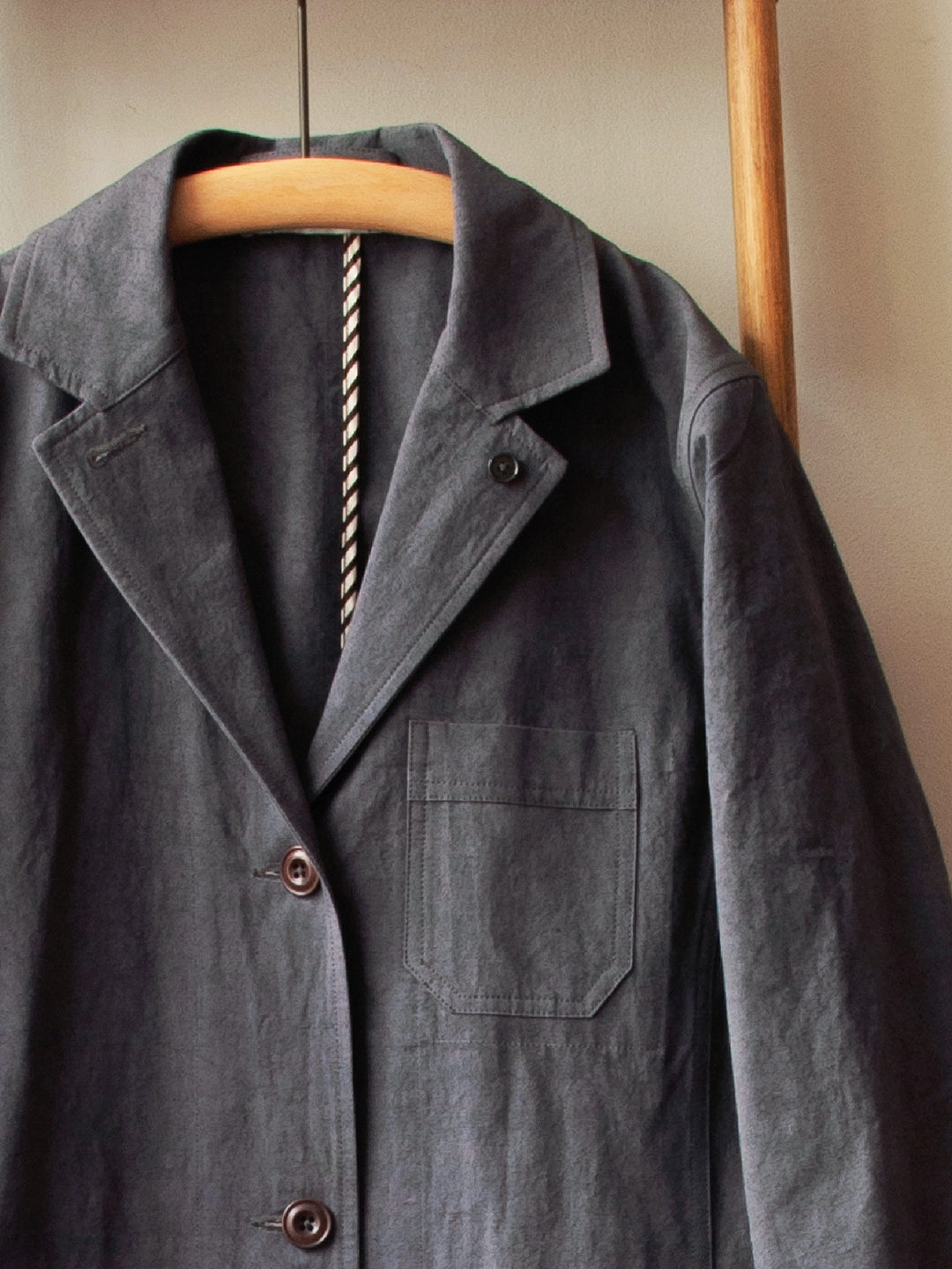 Flexible Shoulder Panels Cotton Linen Shop Coat / Grey