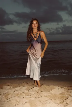 Office Fit Vibrant Look Mirabella Brown Satin Ombre Maxi Dress