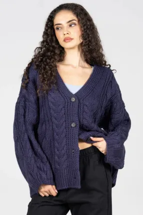 Coziest Chunky Cable Knit Cardigan Functional Knit