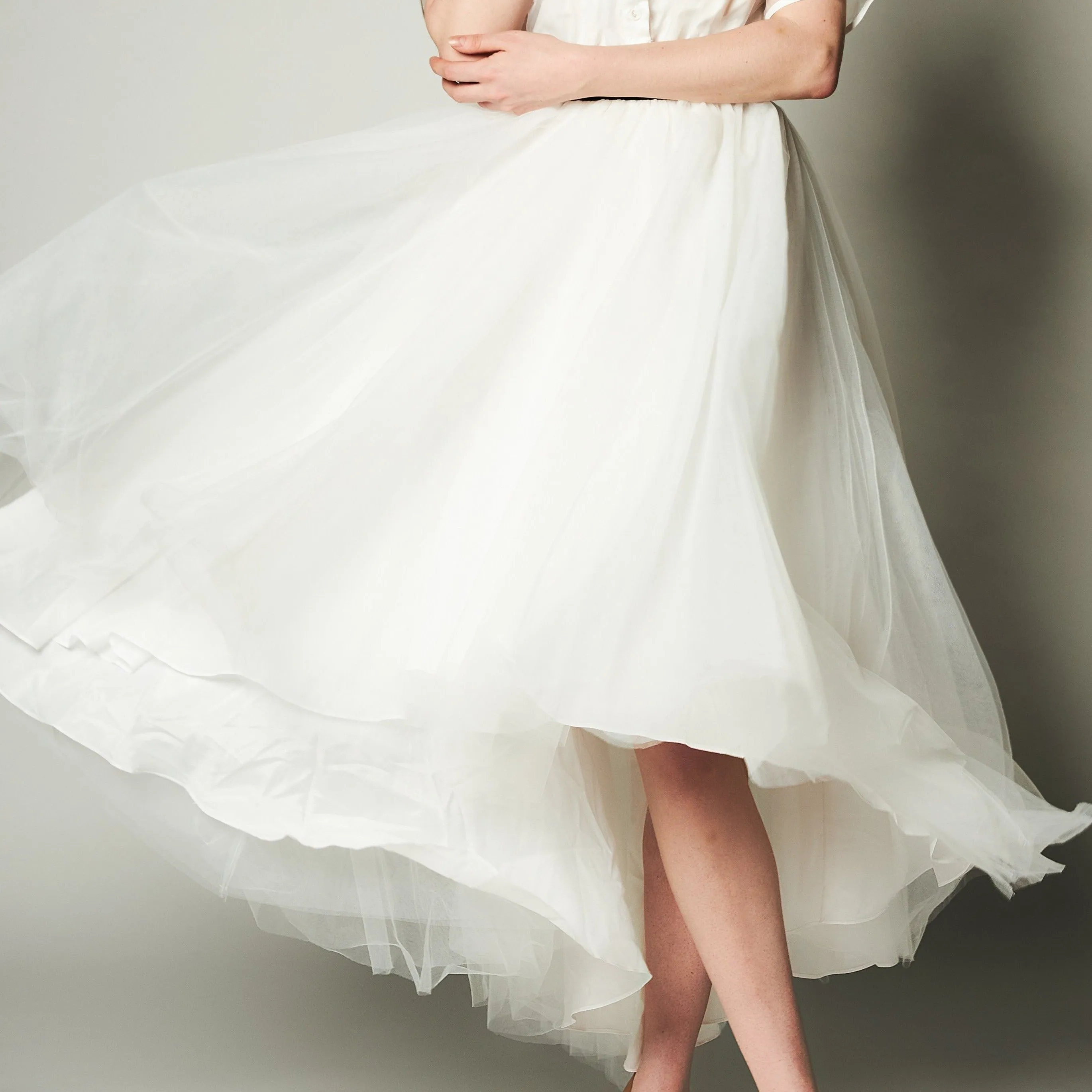 Tulle High Low Skirt Neutrals Only
