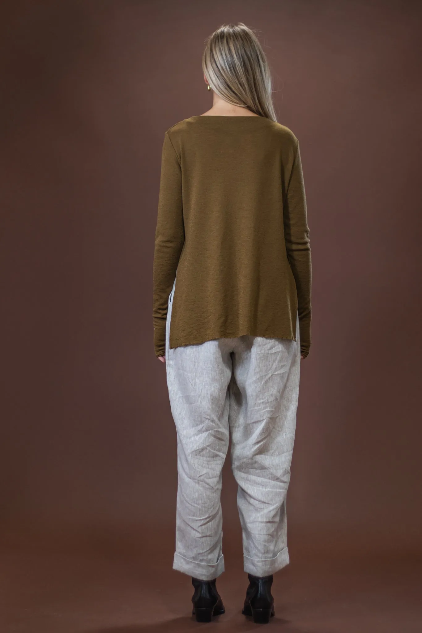 Merino With High Slits | Bronze Snuggle Layers Cozy Waistband