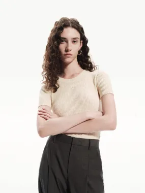 Slim Ribbed Knit Top Ergonomic Sleeve Shape Ventilated Underarm Design