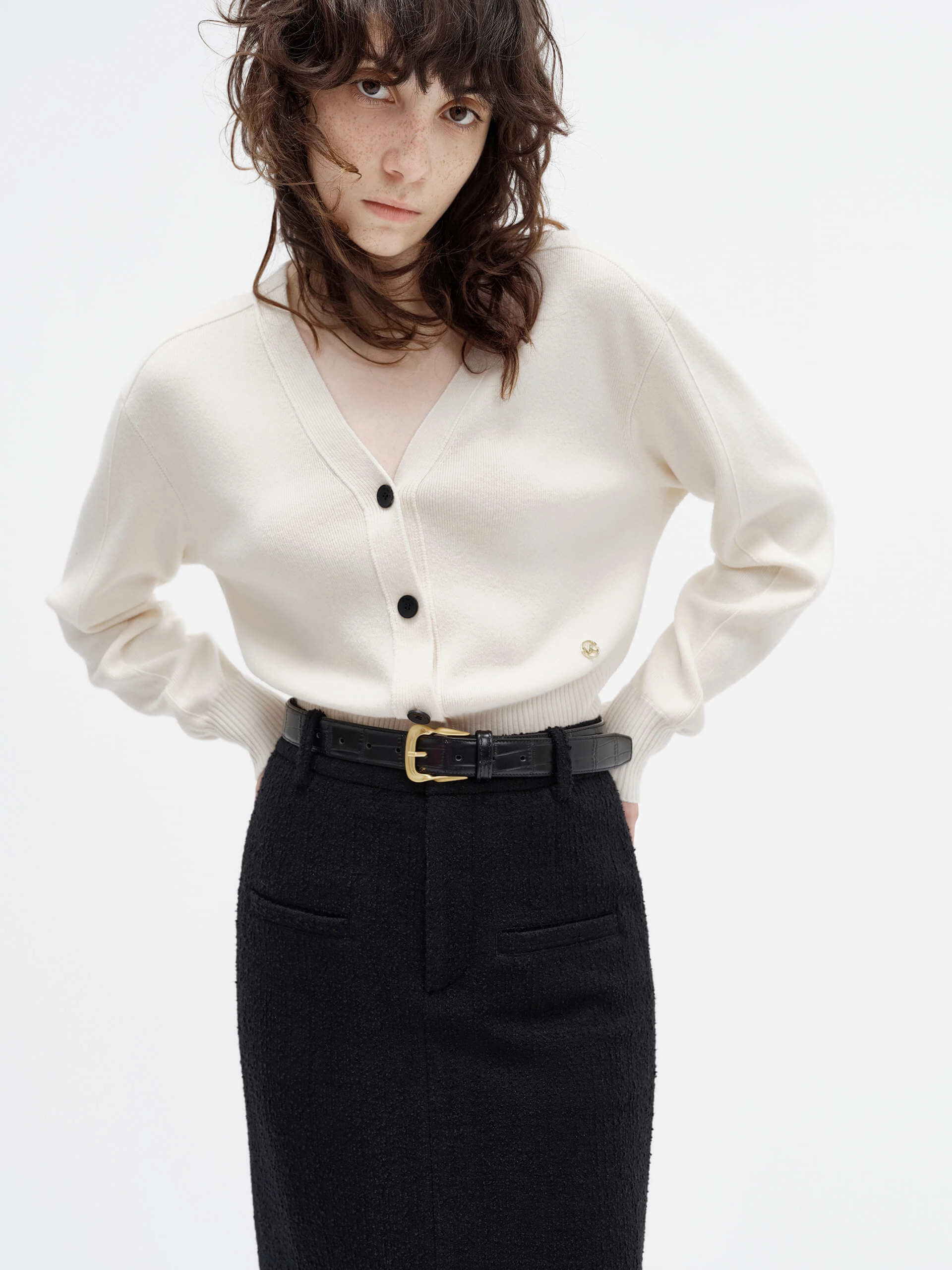 Cropped Wool Knitted Cardigan Classic Wear