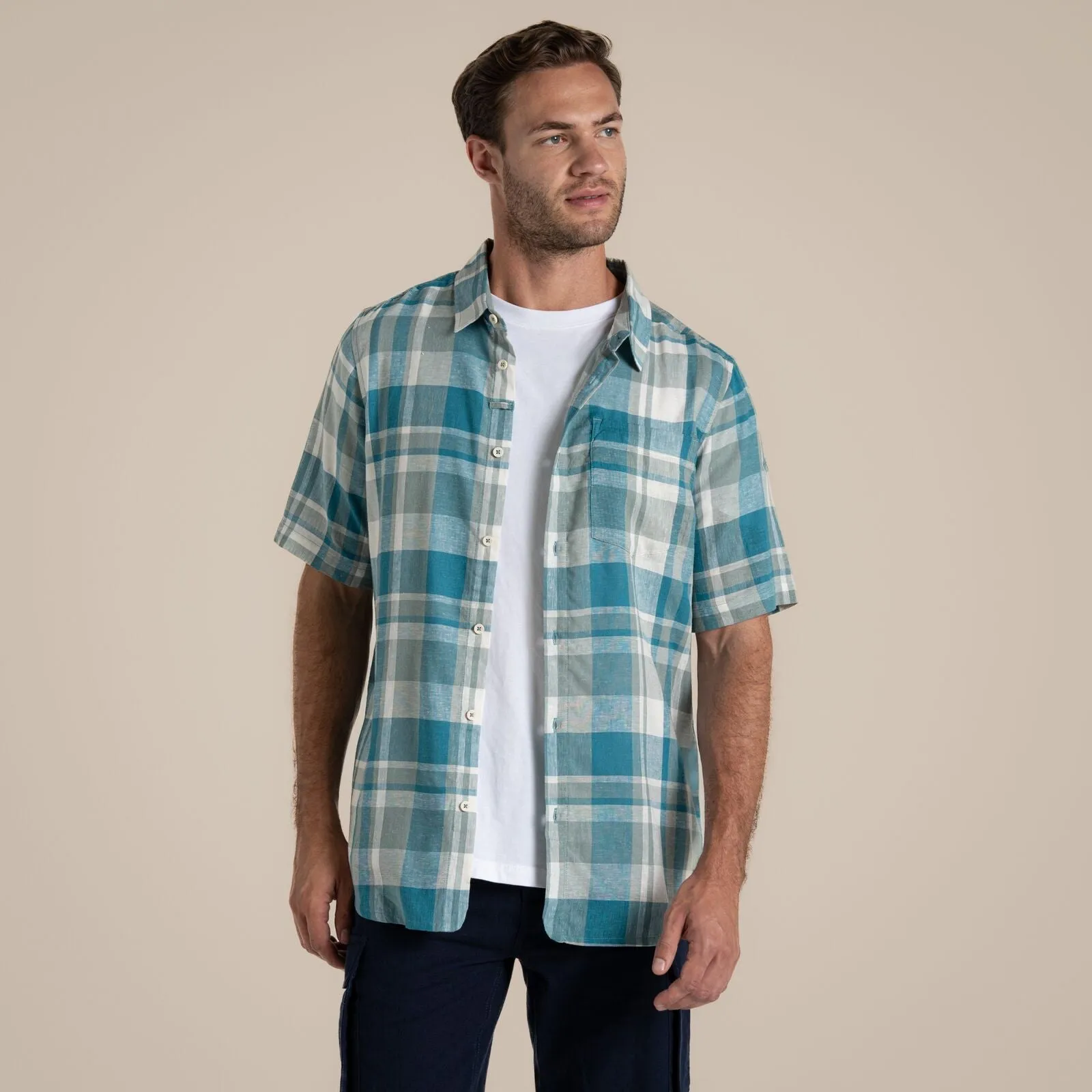 Craghoppers Mens Argino Button Up Short Sleeve Shirt Embroidered Detail