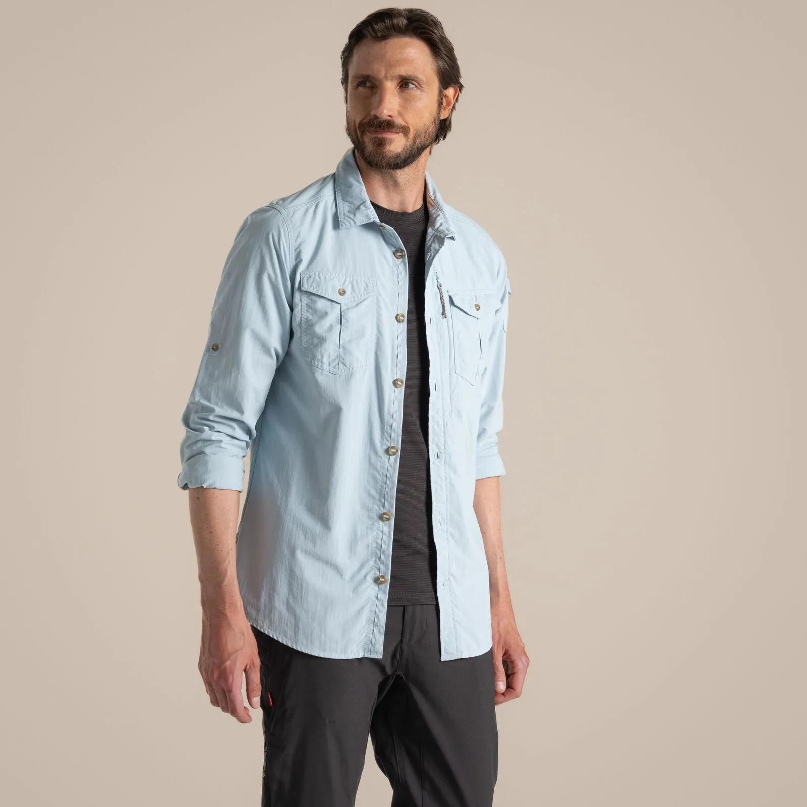 Relaxed Silhouette Premium Finish Craghoppers Mens NosiLife Adventure III Long Sleeve Shirt