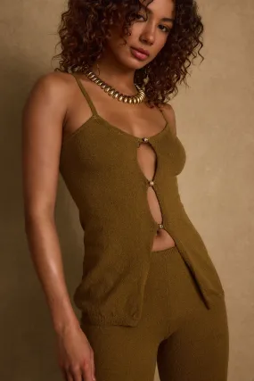 VentedBack Low Profile Stitching Cresta Moss Knit Top
