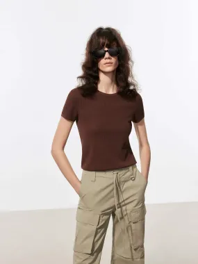 Relaxed Design Crew Neck Knitted Top