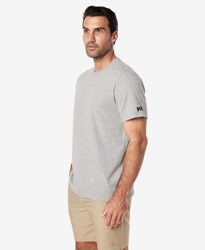 CREW T-SHIRT, Grey Melange Flatlock Seam Technique Microfiber Blended Fabric