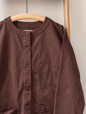 Crewneck Work Jacket / Cotton Herringbone Chestnut Airflow Optimization