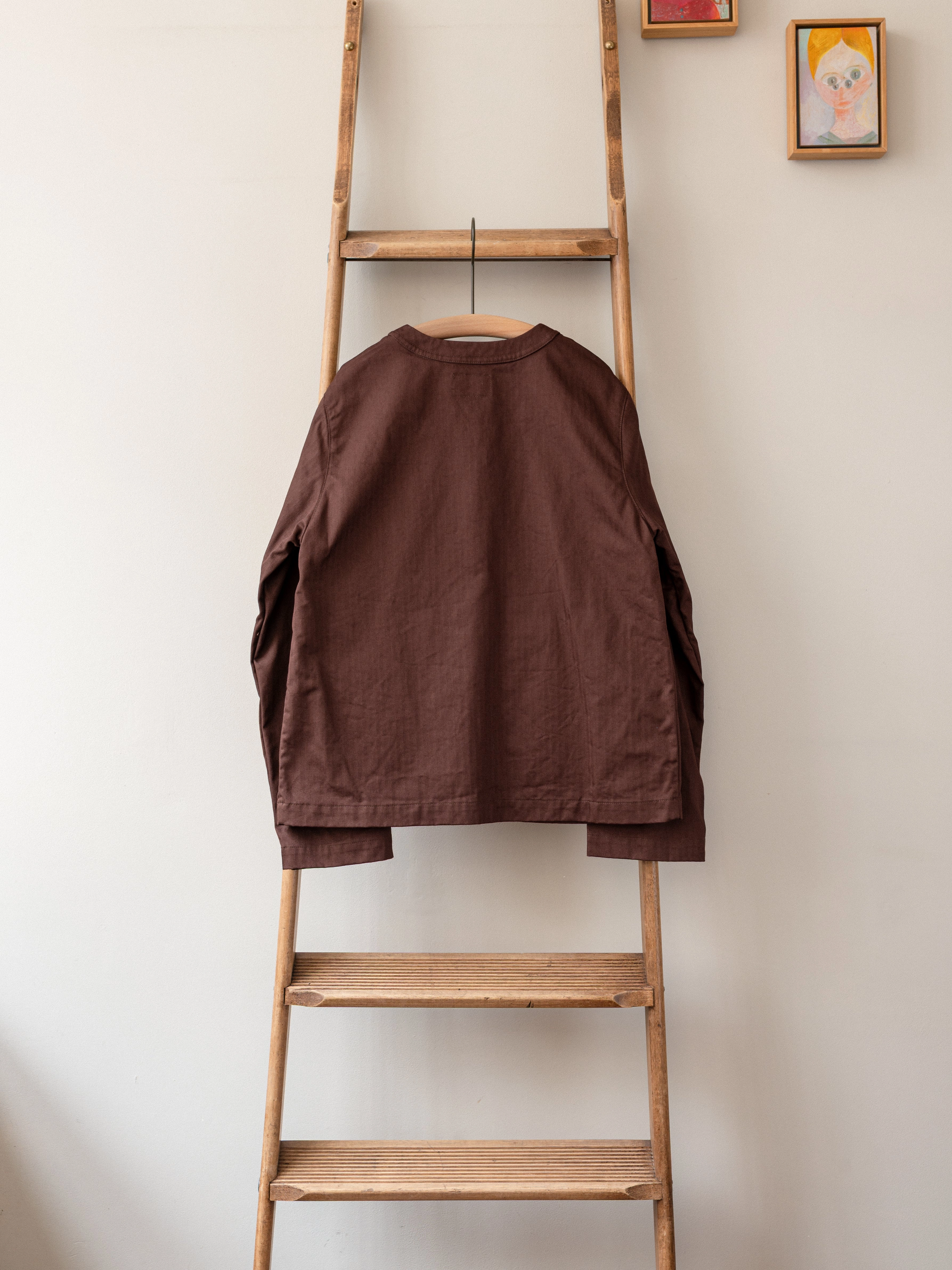 Crewneck Work Jacket / Cotton Herringbone Chestnut Dynamic Compression Fit