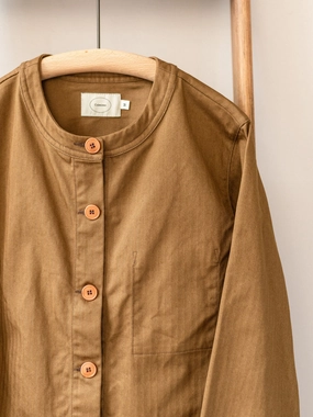 Easy Layering Modular Attachment Loops Crewneck Work Jacket / Cotton Herringbone Tobacco