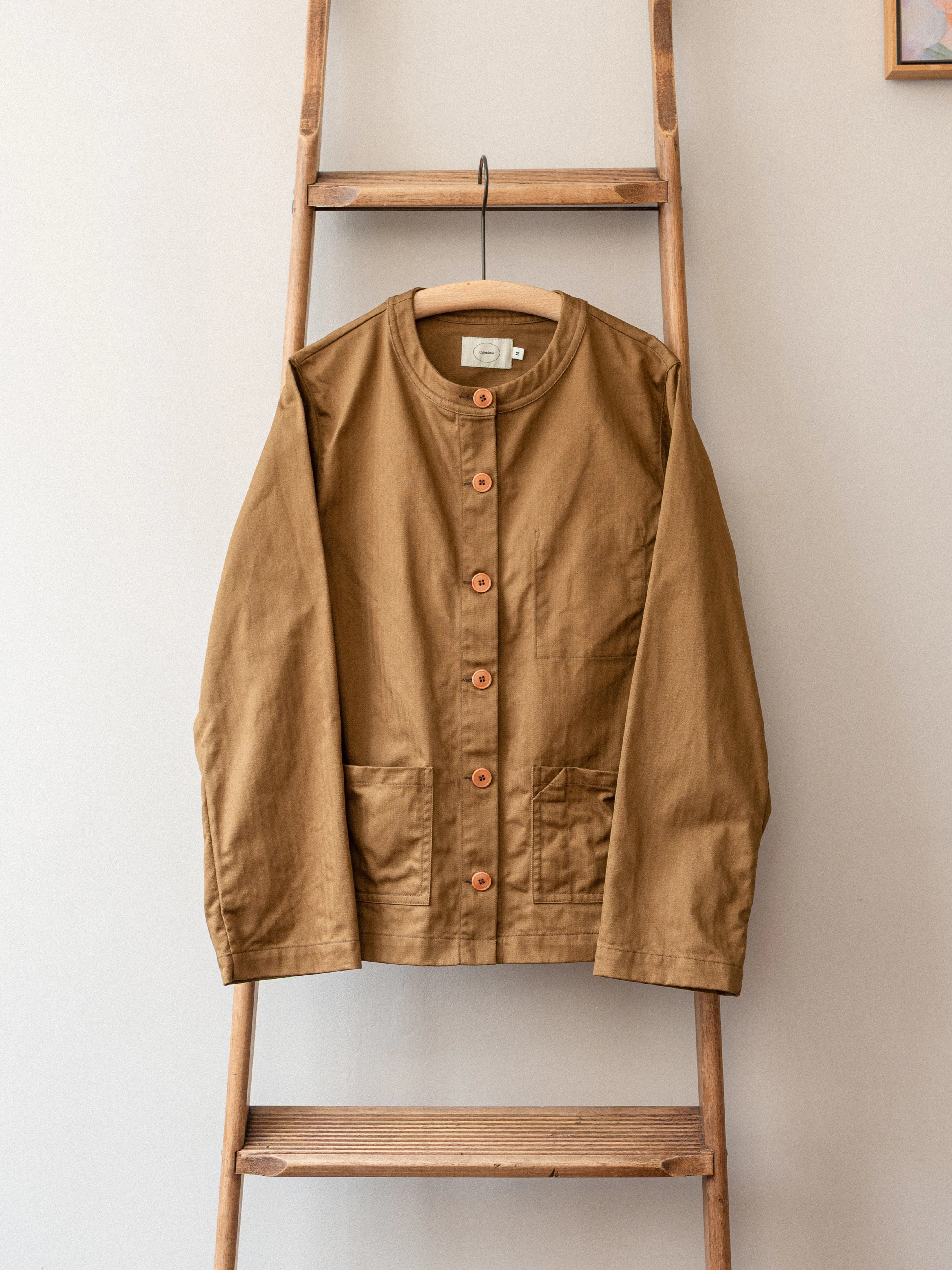 Odor Control Treatment Weatherproof Construction Crewneck Work Jacket / Cotton Herringbone Tobacco
