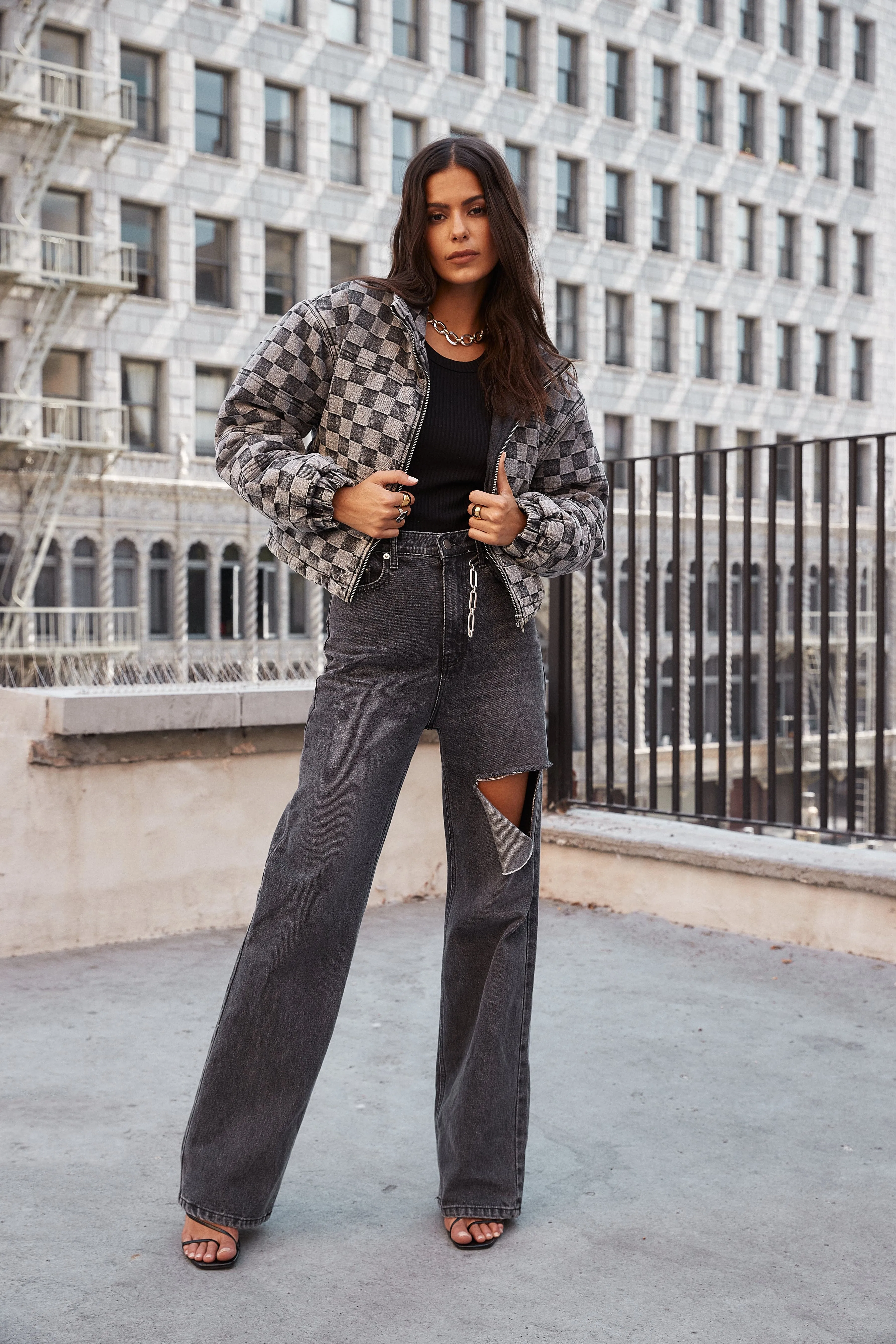 Brooklyn Washed Black Slash Boyfriend Jeans Foundation Piece