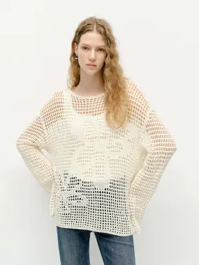 Natural Fiber Blend Winter Layer Crochet Cotton Sweater