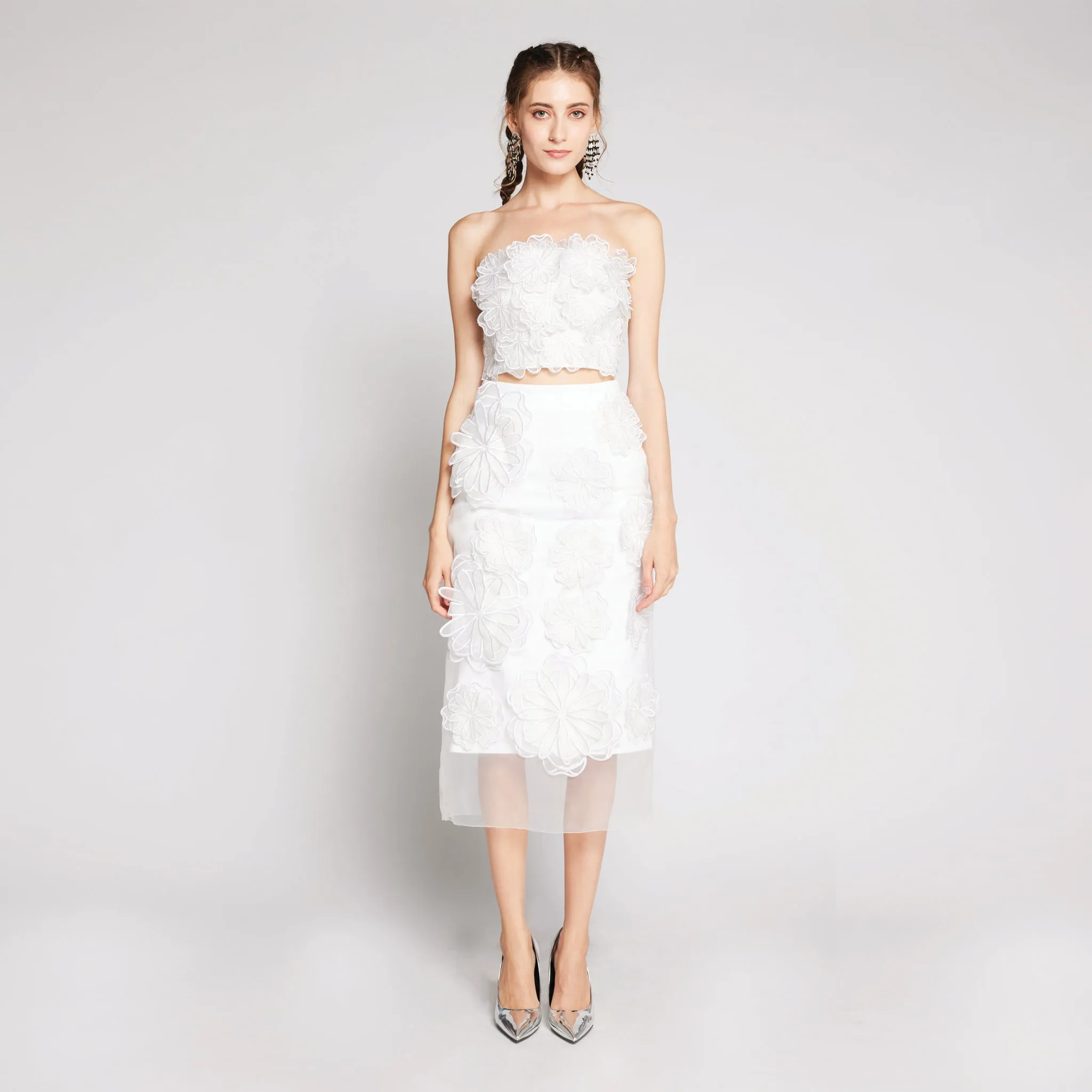 Embroidered Patch Skirt Casual Moments Classic Appeal