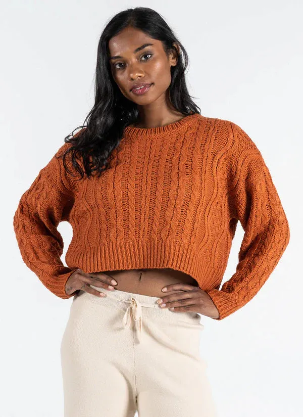Crop Cable Knit Sweater Layered Knitwear