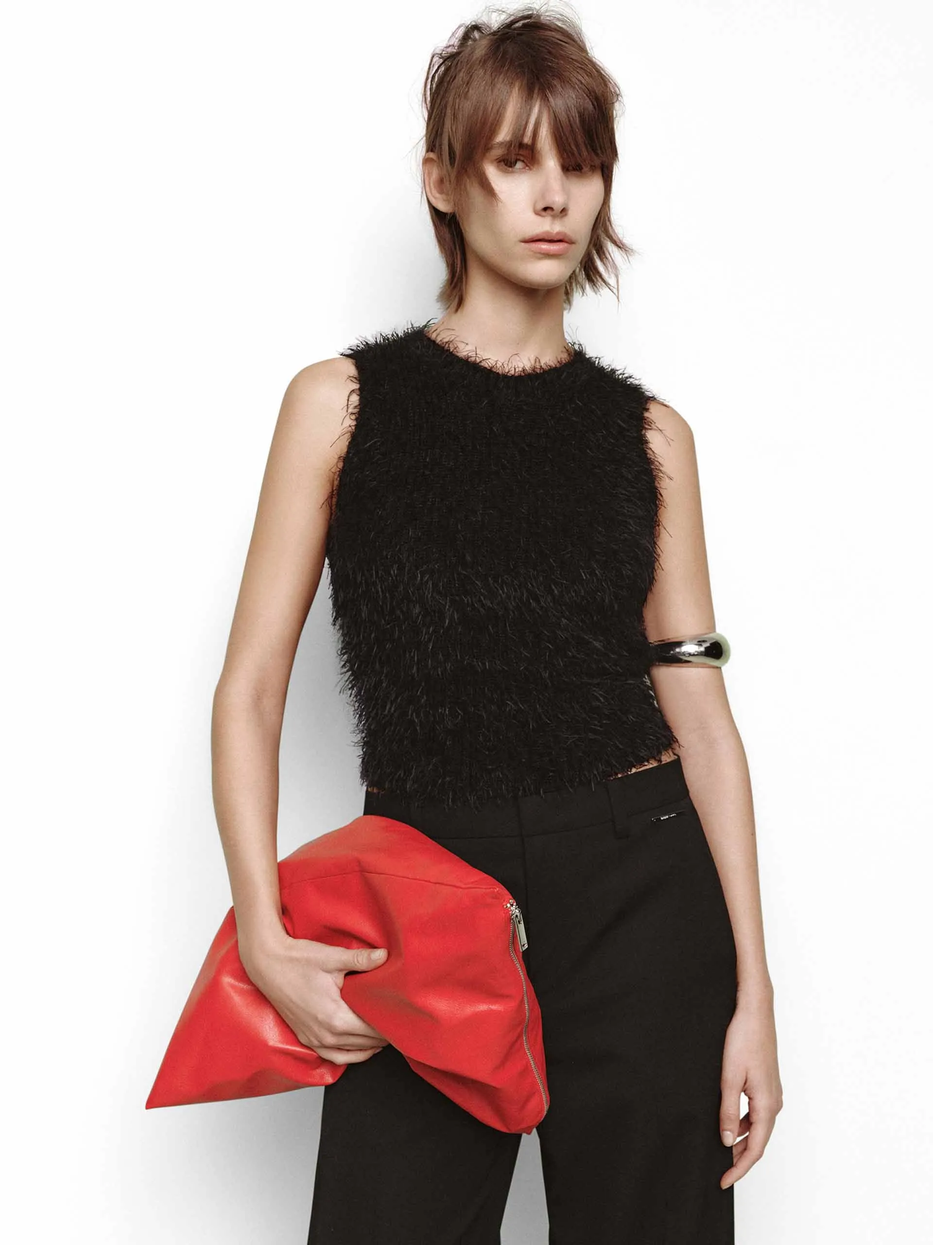 Lightweight Style Cropped Fuzzy Knit Tank