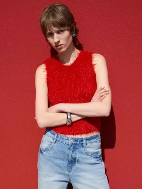 Performance Fit Wear Cropped Fuzzy Knit Tank