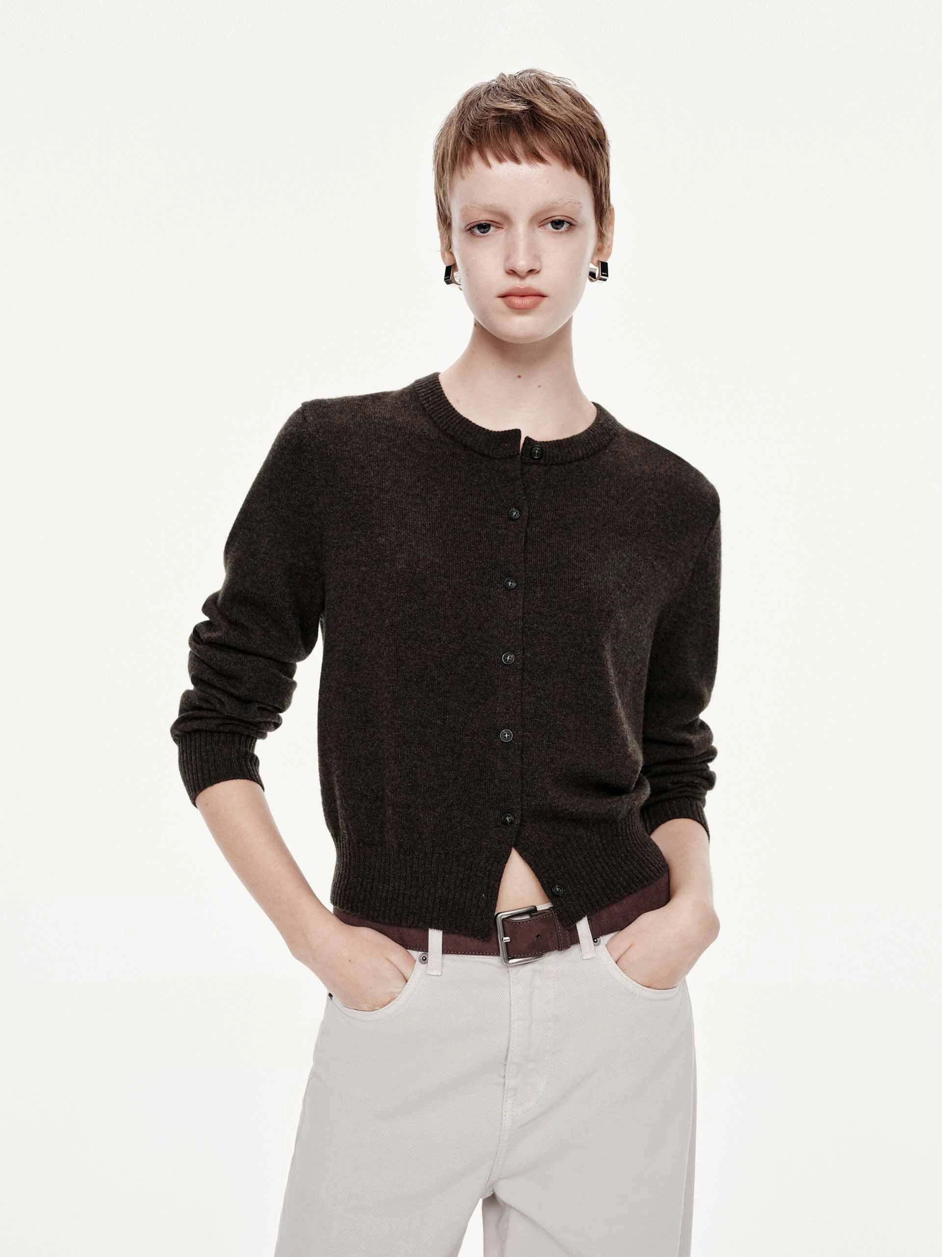Easy Silhouette Cropped Button Closure Cardigan
