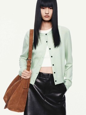 Cropped Button Closure Cardigan Layer Comfort