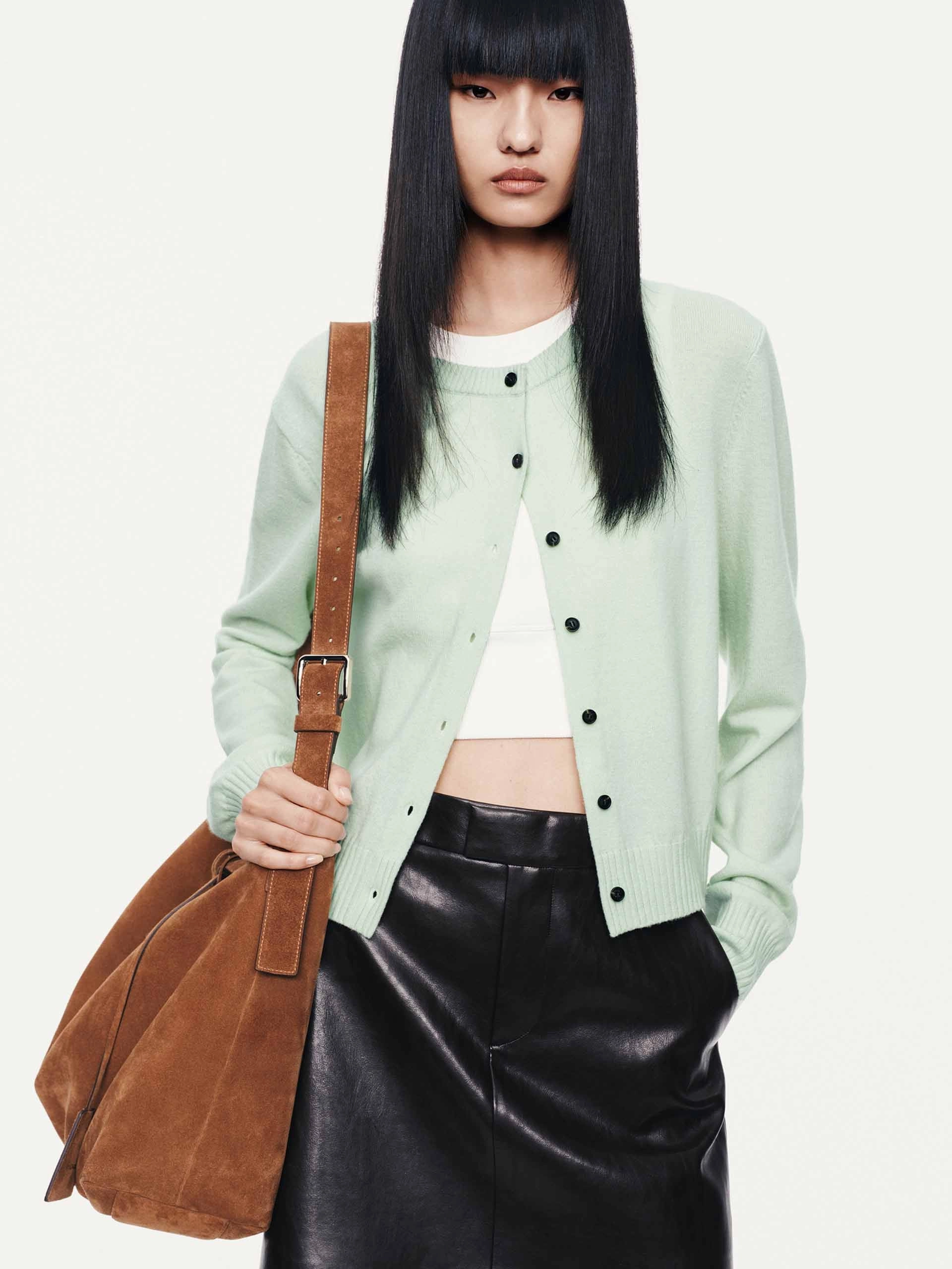 Cropped Button Closure Cardigan Layer Comfort