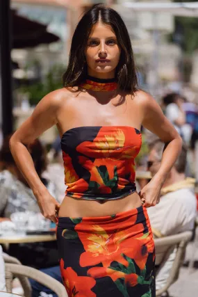 Hot Weather Amour Floral Strapless Scarf Top