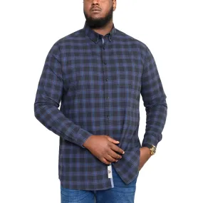 Soft touch finish slim fit Duke D555 Mens Dovercourt Big & Tall Button Down Collar Check Shirt - Blue